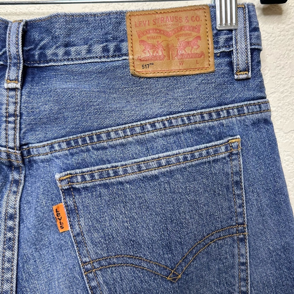 Levi’s 517 Orange Tab Patchwork Boot Cut Crop Raw… - image 10
